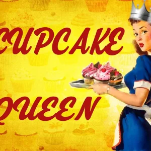 Vintage Metal Sign Pin Up Girl, Cupcake Queen MS49