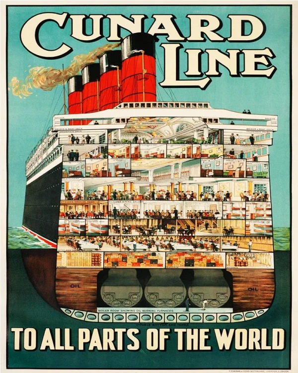 Vintage Metal Sign Retro Advertising Cunard Line MS48
